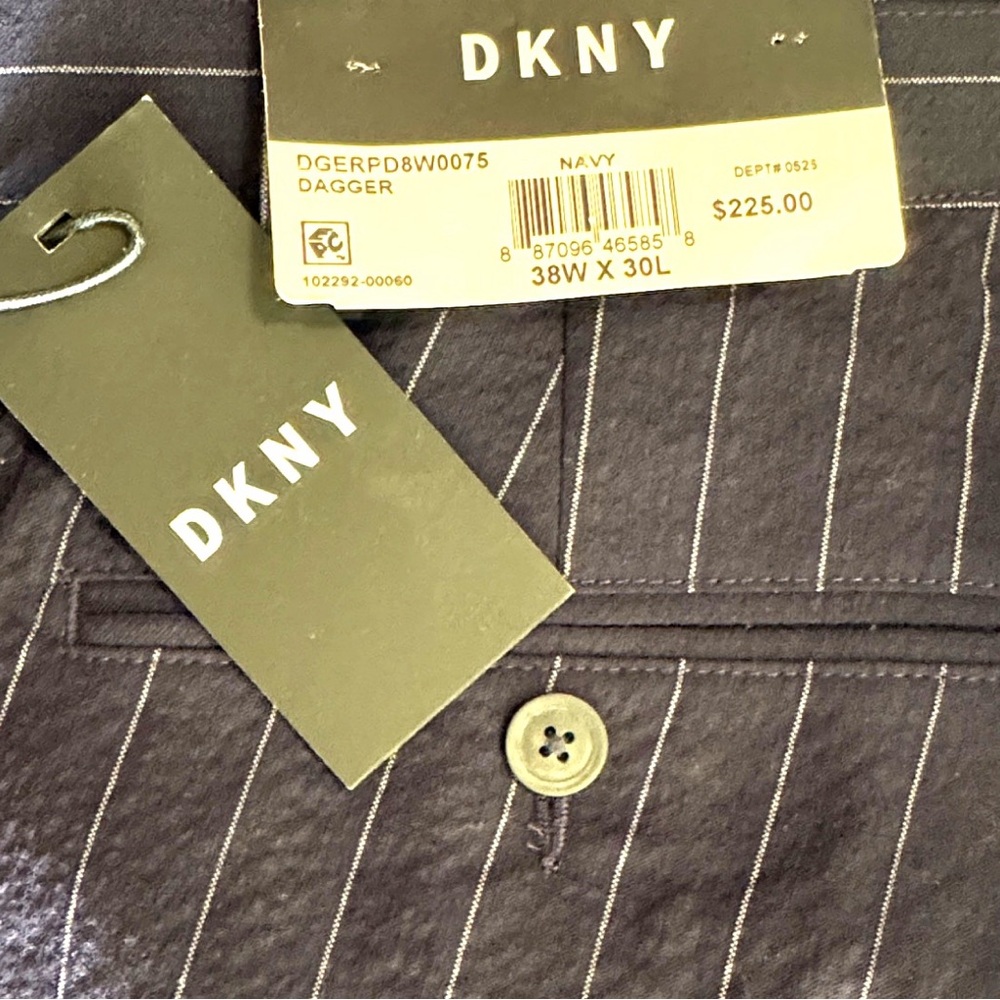 DKNY Navy Pinstripe Men's Dress Pants - Straight Leg
